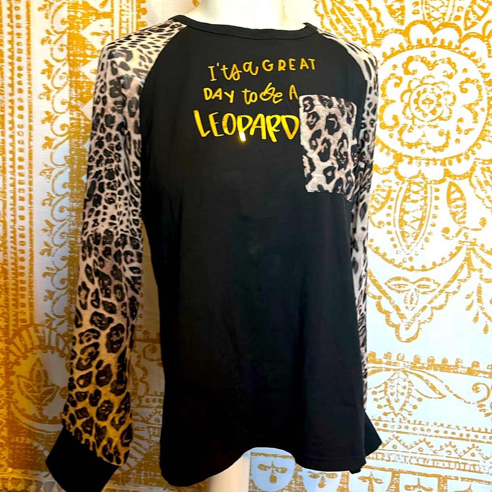 Fun animal print Halloween blouse day size S